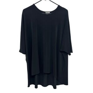 MEG Shop Oversized Batwing Sleeve Tunic‎ Top Small Black Minimalist Lagenlook